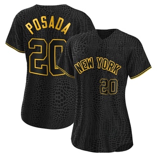 Authentic Jorge Posada Women's New York Yankees Snake Skin City Jersey - Black